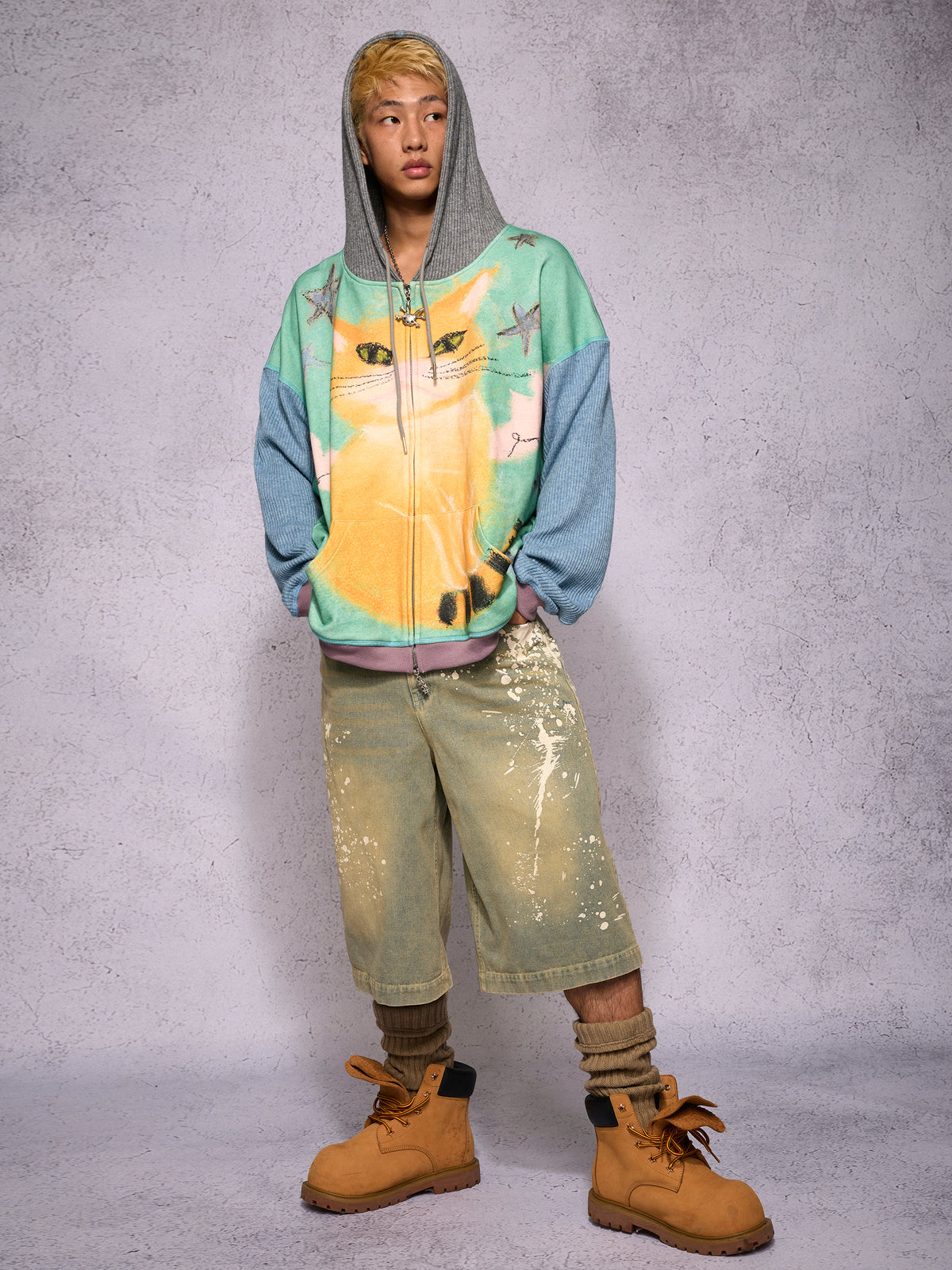 FAIRY CAT PATCHWORK HOODIE