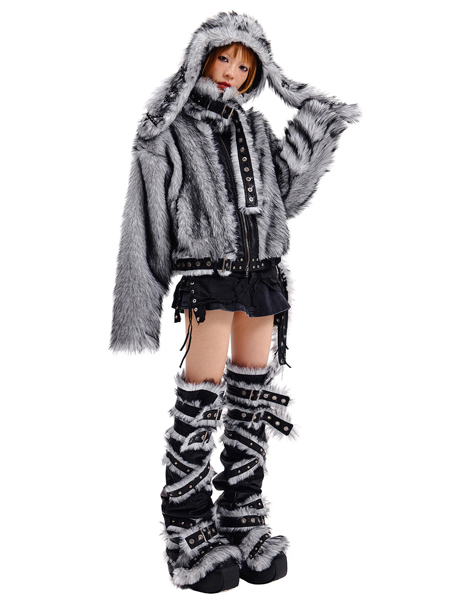 GRAY BUNNY HOOD HAT