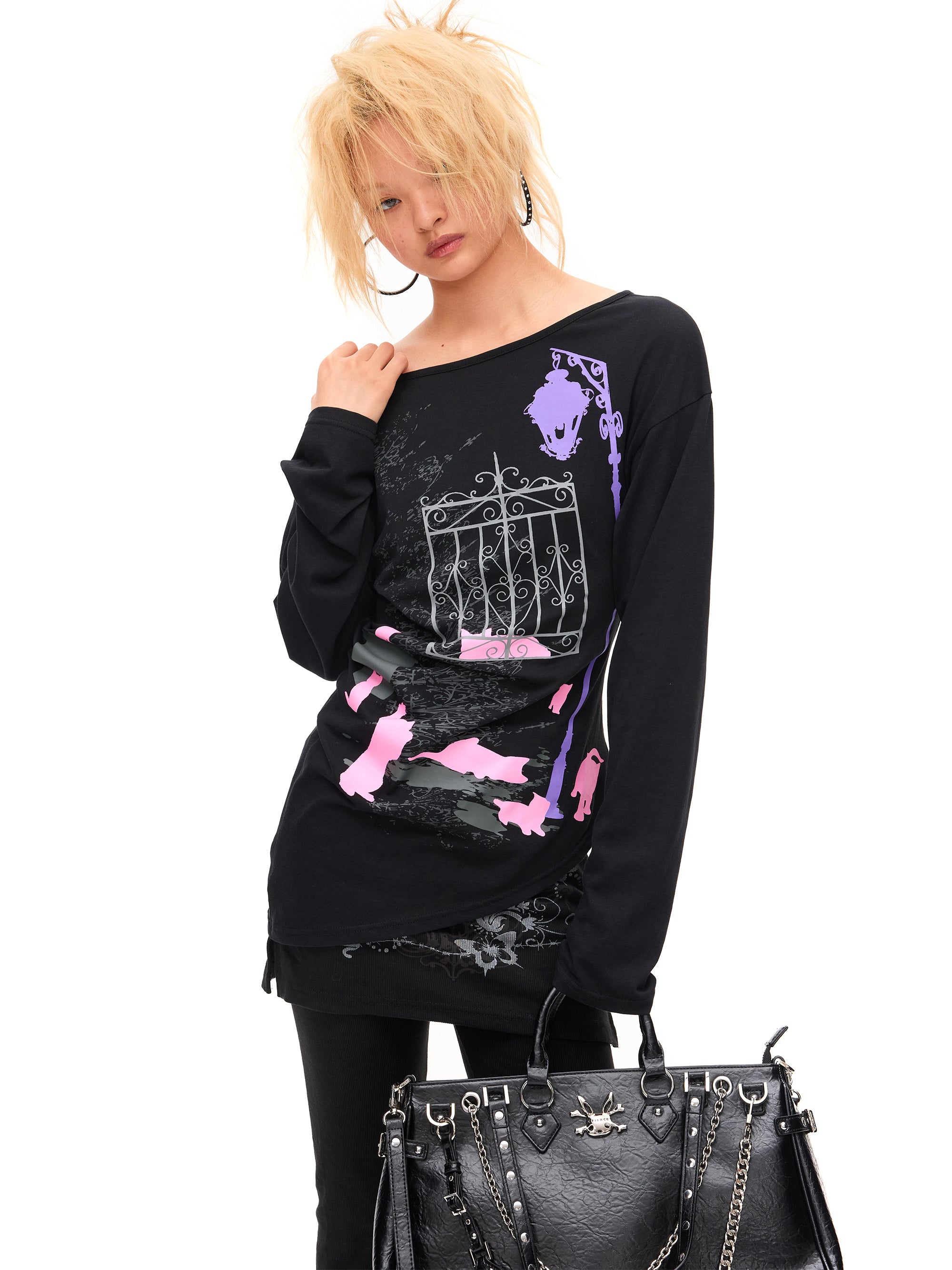 NIGHT CAT OFF-SHOULDER TOP