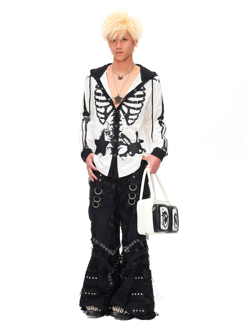 SKELETON HOODED SHIRT