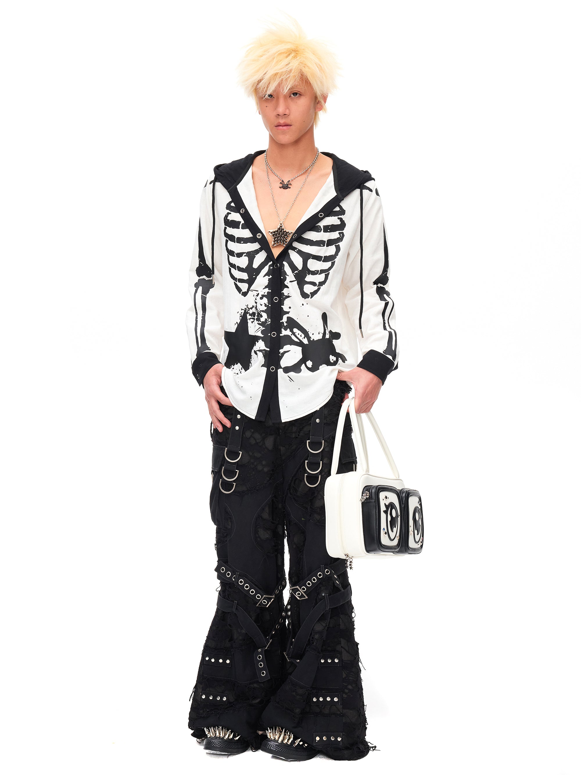 SKELETON HOODED SHIRT