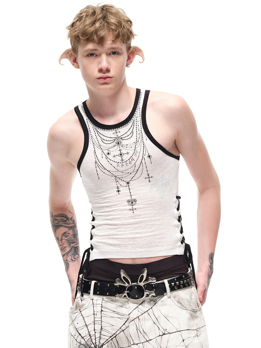 RHINESTONE NECKLACE TANK TOP