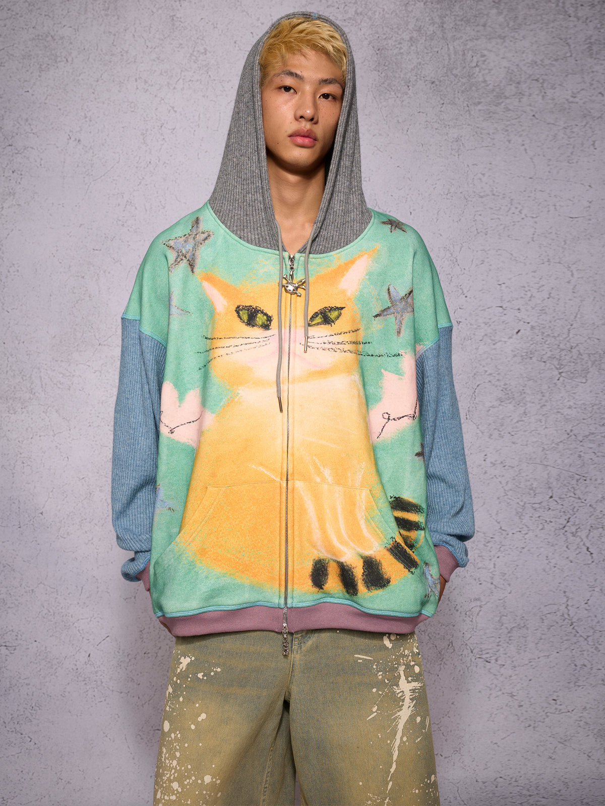 FAIRY CAT PATCHWORK HOODIE
