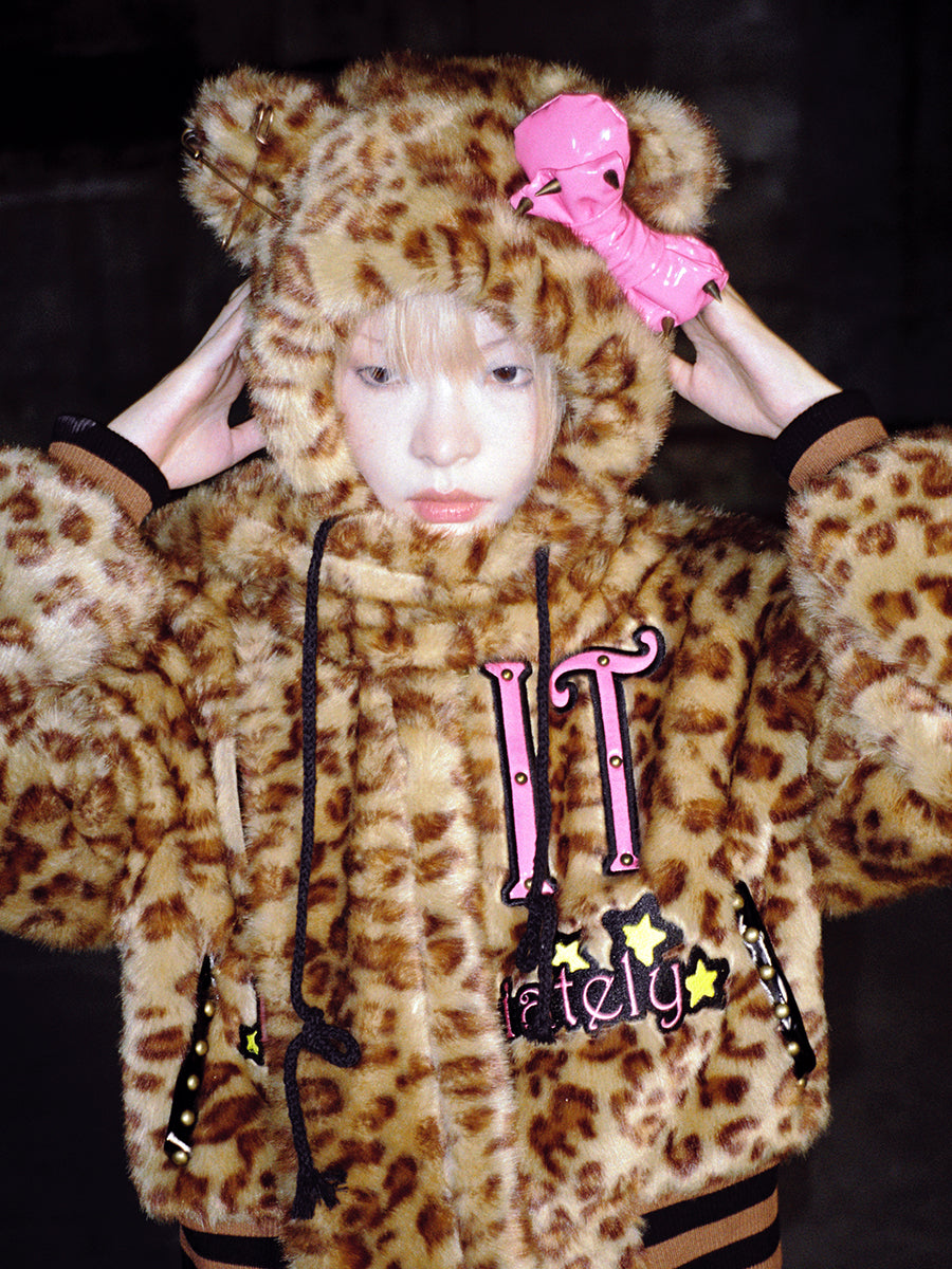 CUTIE LEOPARD HOODED SCARF