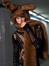 Load image into Gallery viewer, LONG PLUSH BUNNY HOODED SCARF
