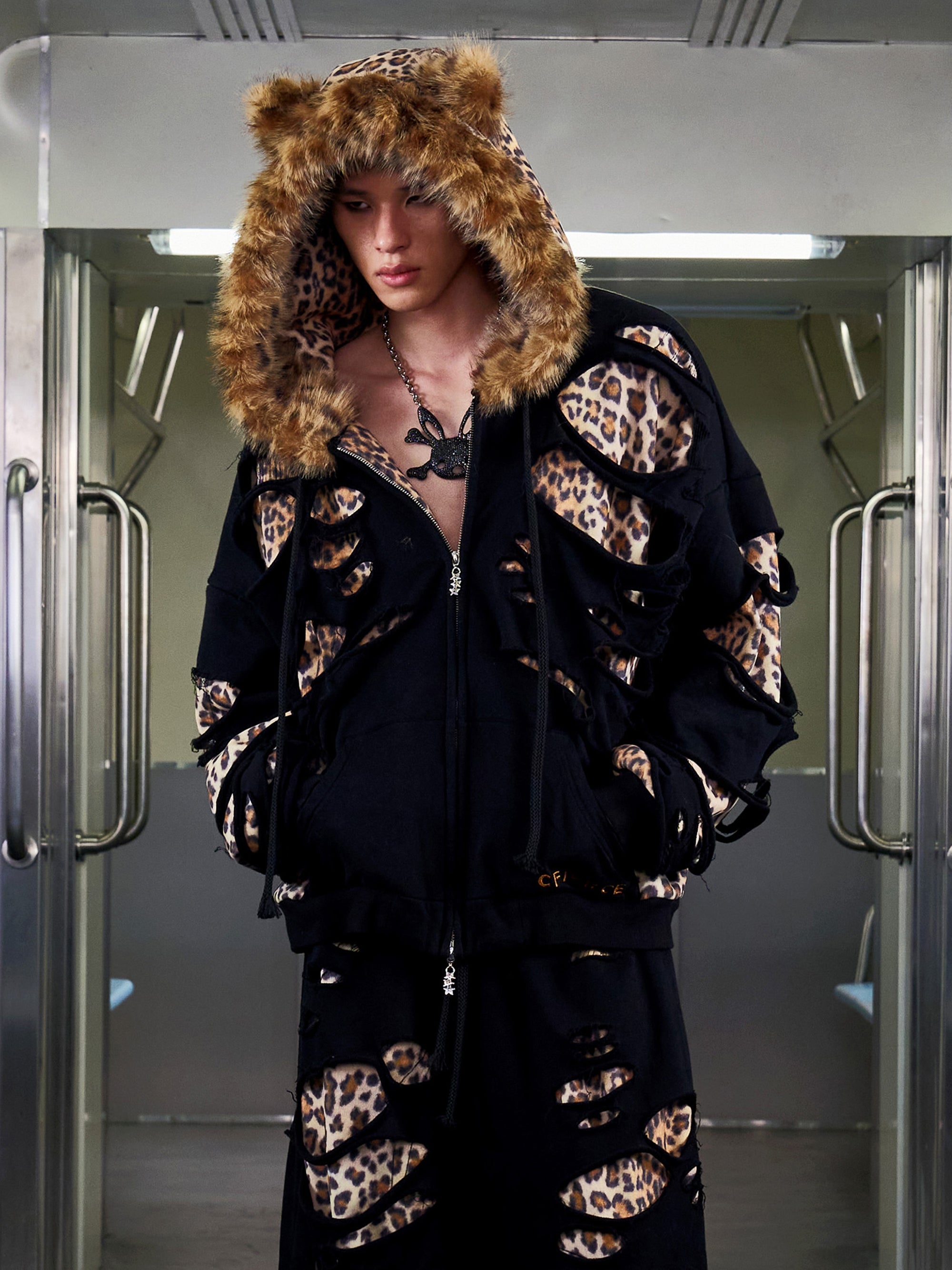 LEOPARD DESTROYED HOODIE