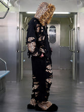Load image into Gallery viewer, LEOPARD DESTROYED SWEAT PANTS
