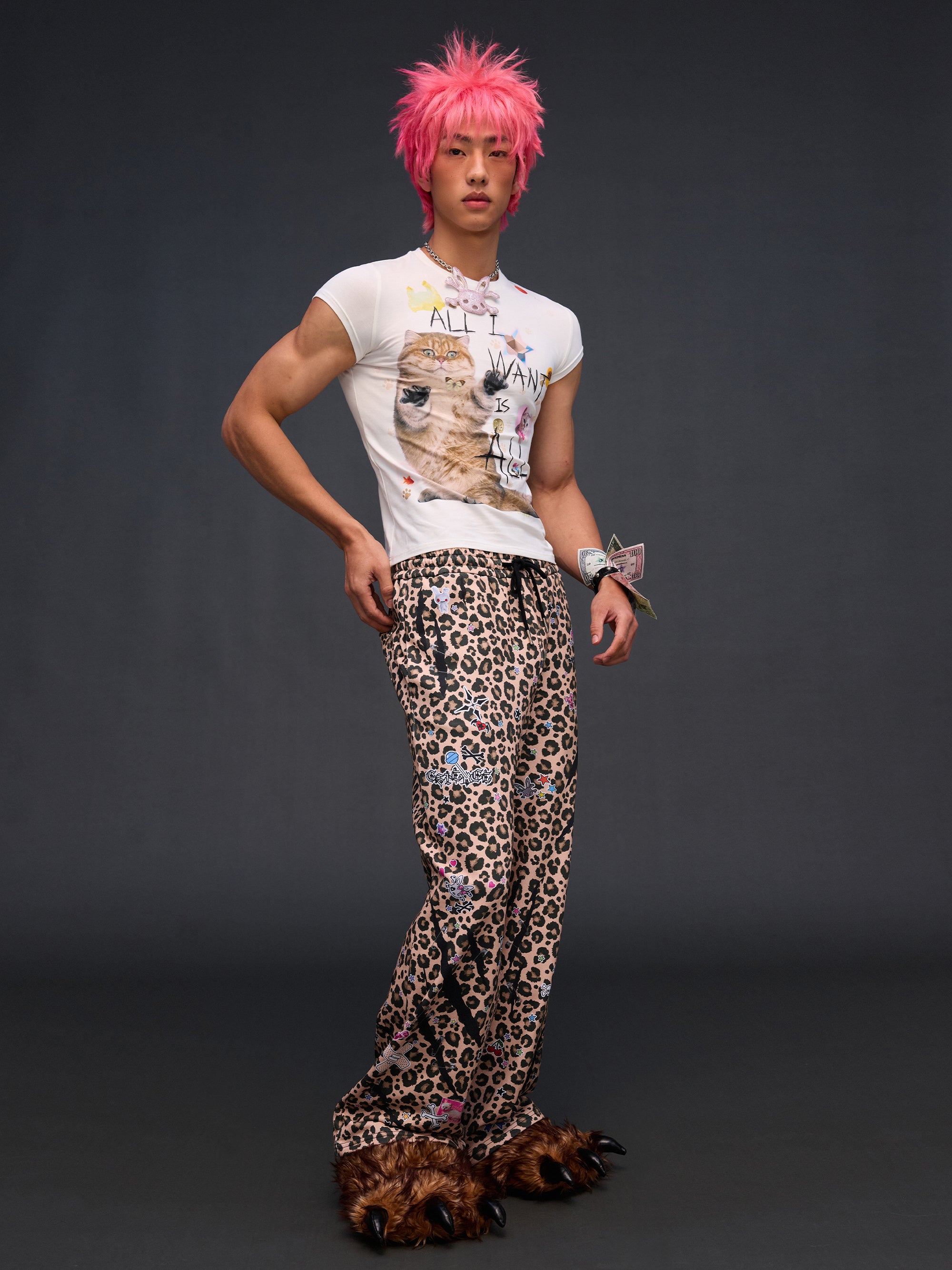LEOPARD STICKER SWEATPANTS