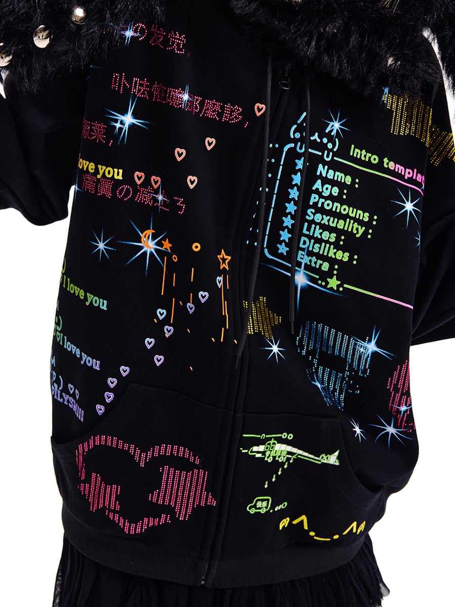EMOTICON ZIP-UP HOODIE