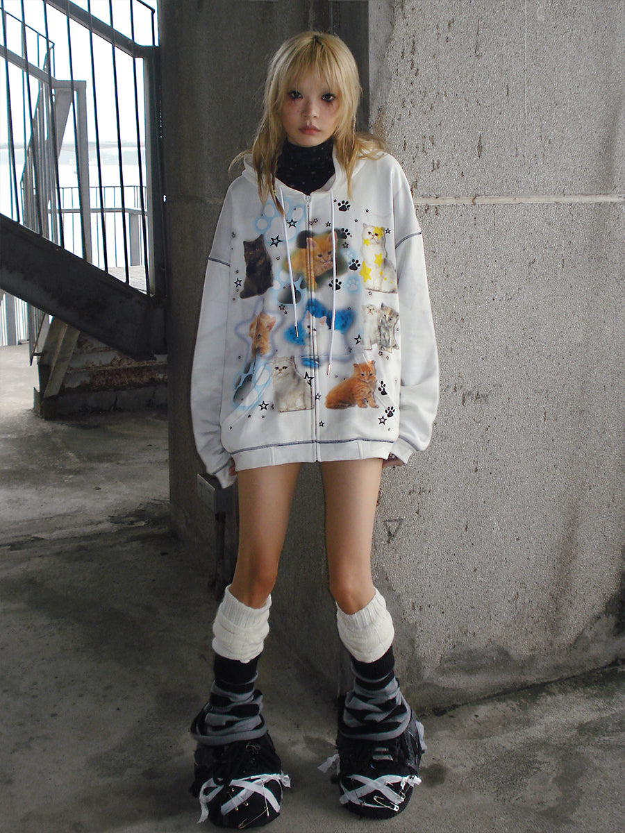 KITTY ZIP UP HOODIE