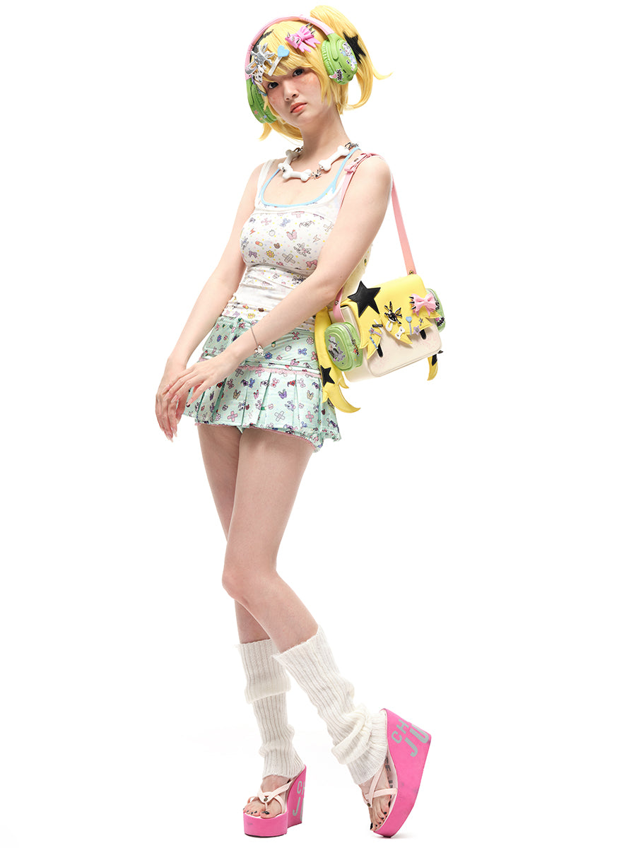 STICKER PLEATED SKIRT