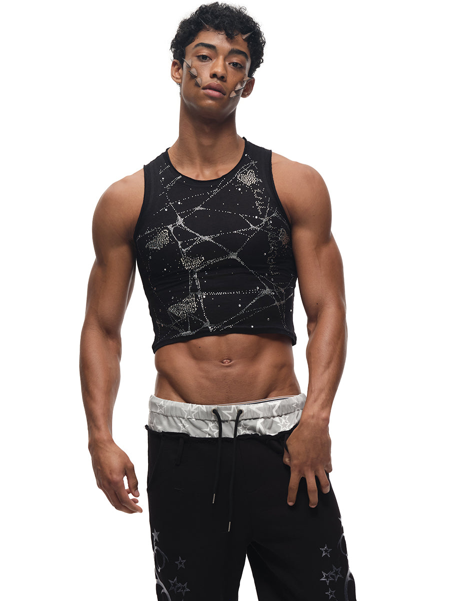 SPIDERWEBS RHINESTONE TANK TOP