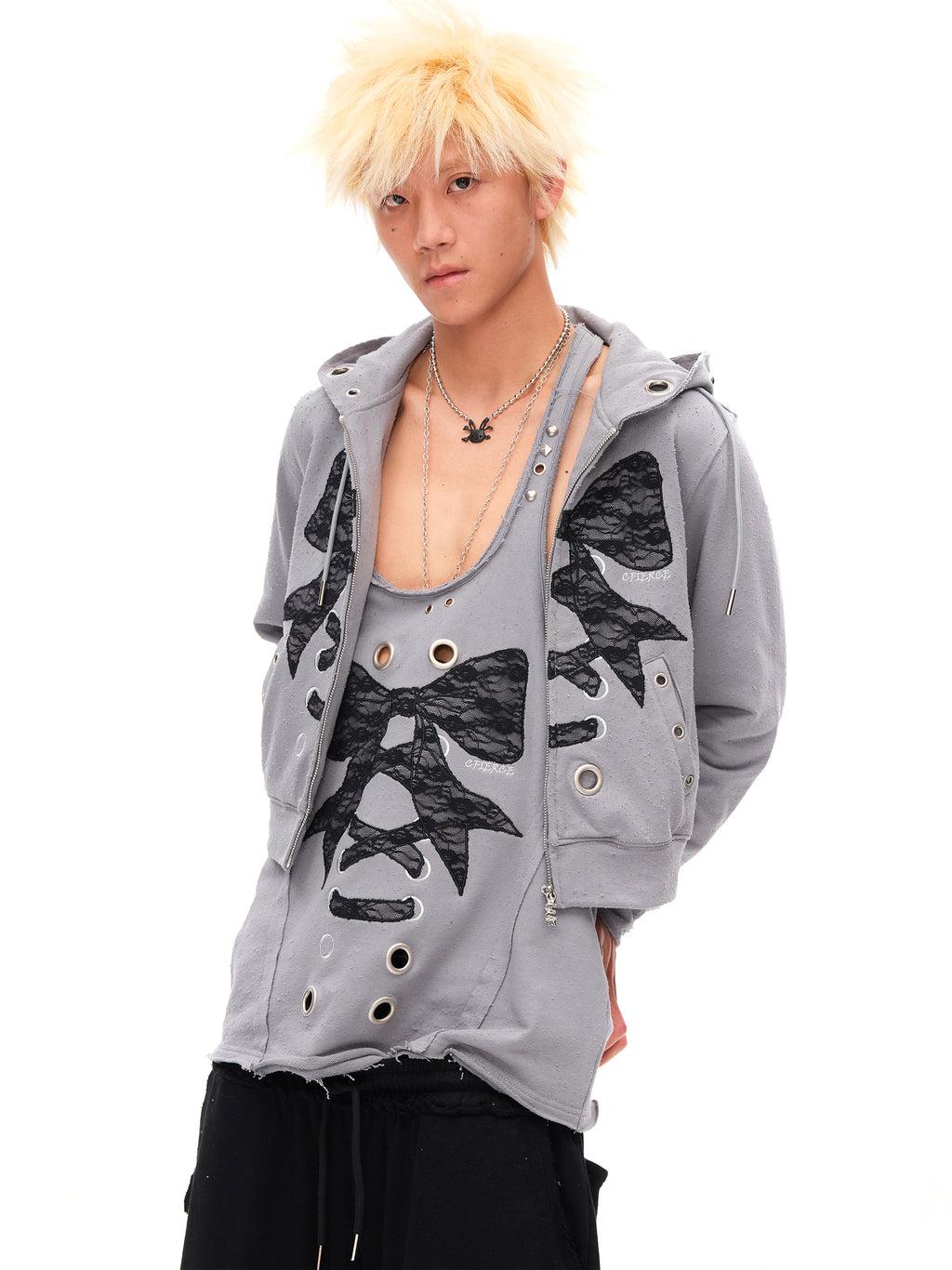 LACE BOW HOODIE