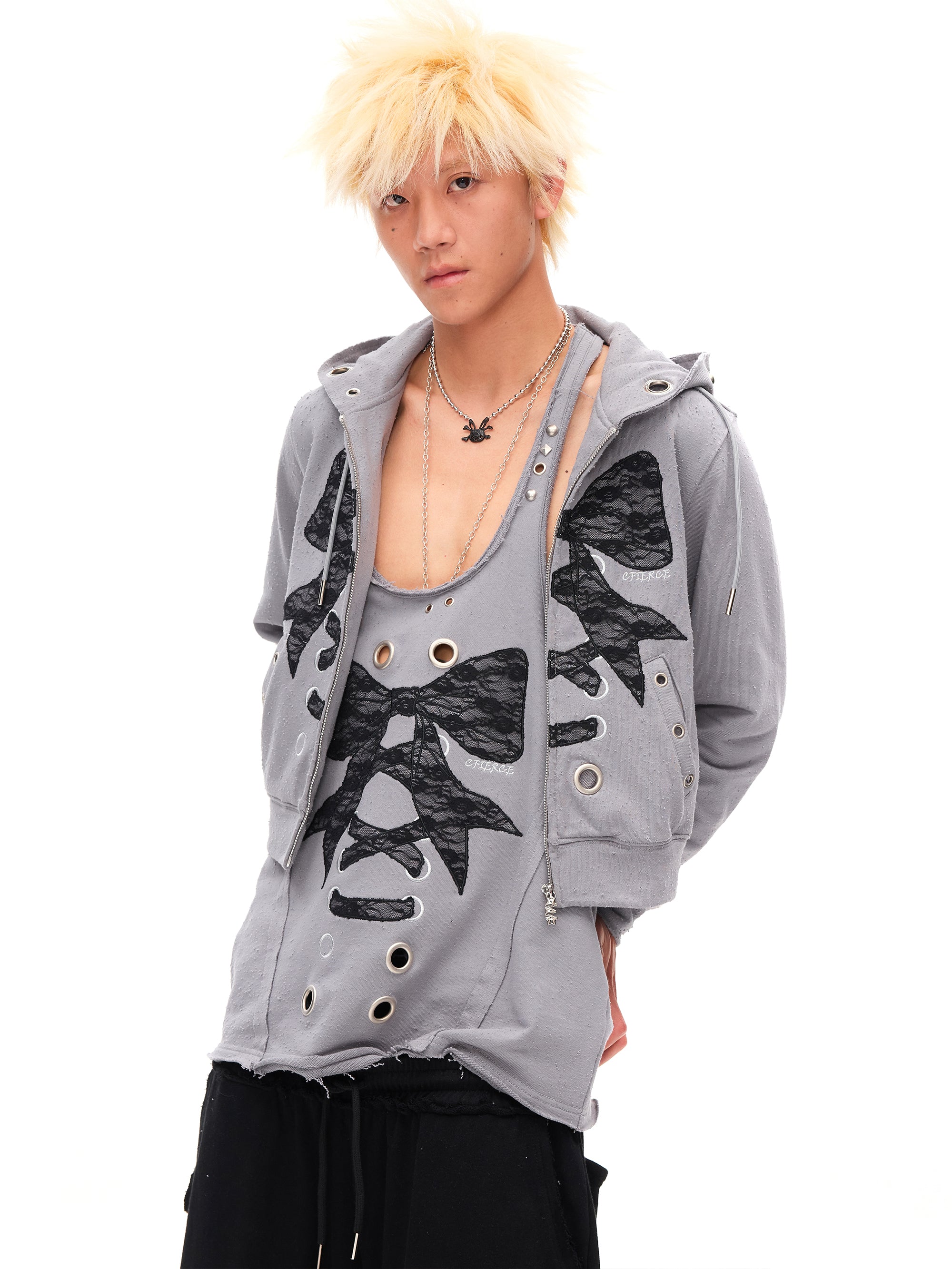 LACE BOW HOODIE