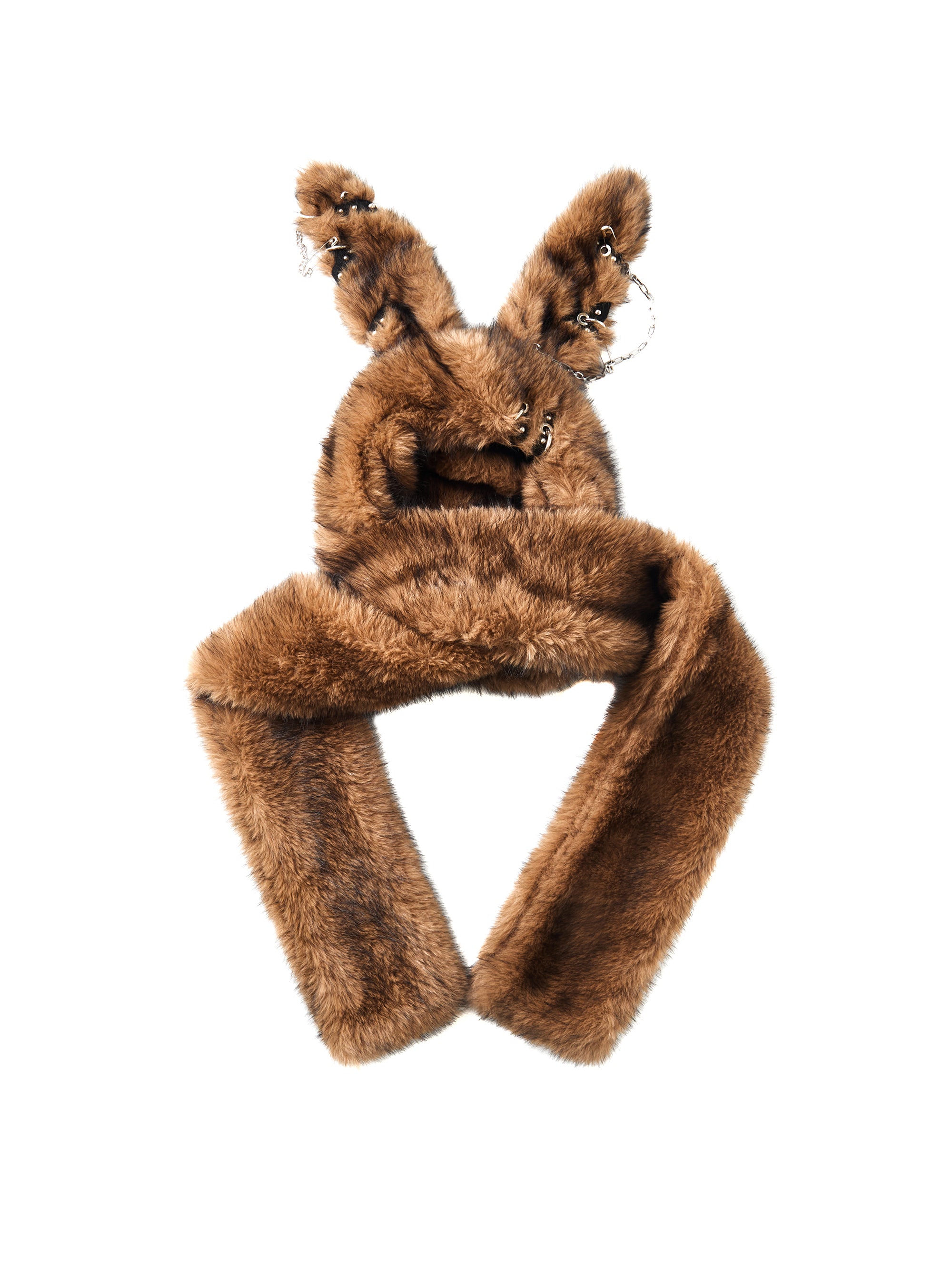 LONG PLUSH BUNNY HOODED SCARF