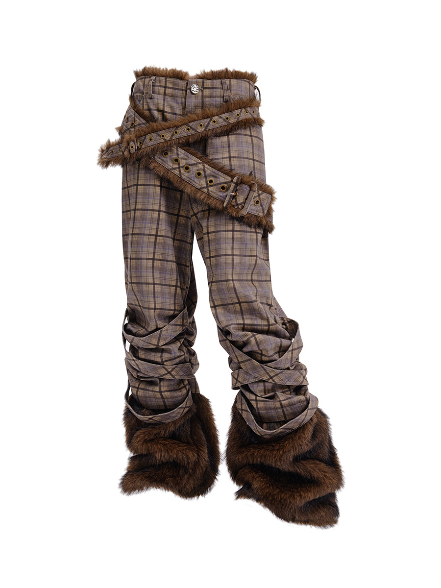 CHECK STACKED TROUSERS – CFierce