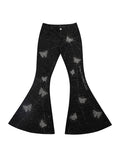 SPIDERWEBS RHINESTONE FLARED TROUSERS