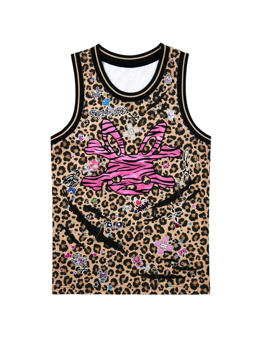 LEOPARD TANK TOP WITH STICKER PRINTS
