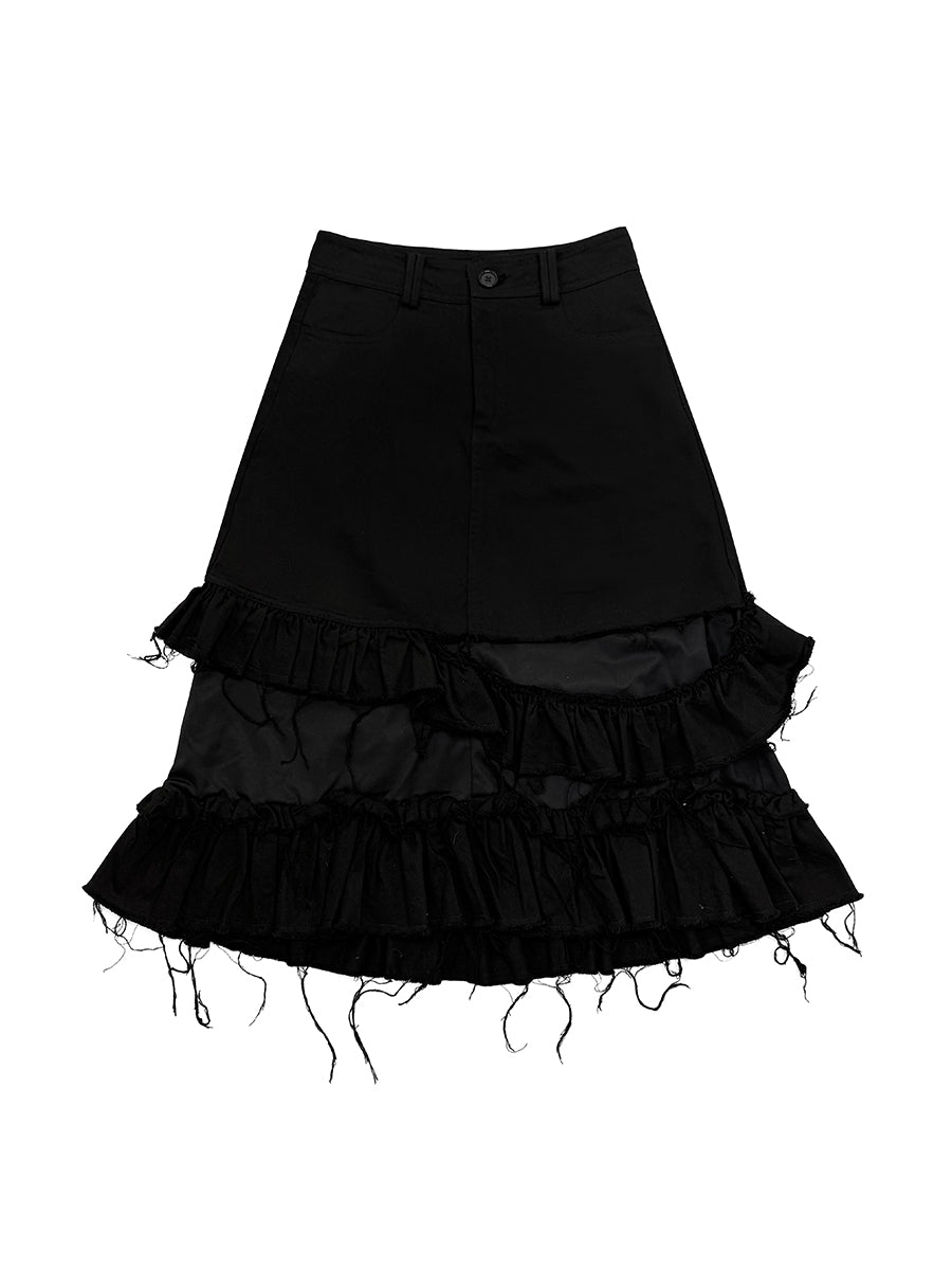 BLACK DENIM SKIRT
