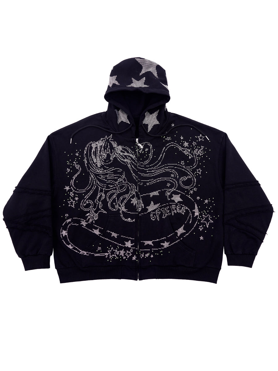 SNAKE GIRL ZIP UP HOODIE