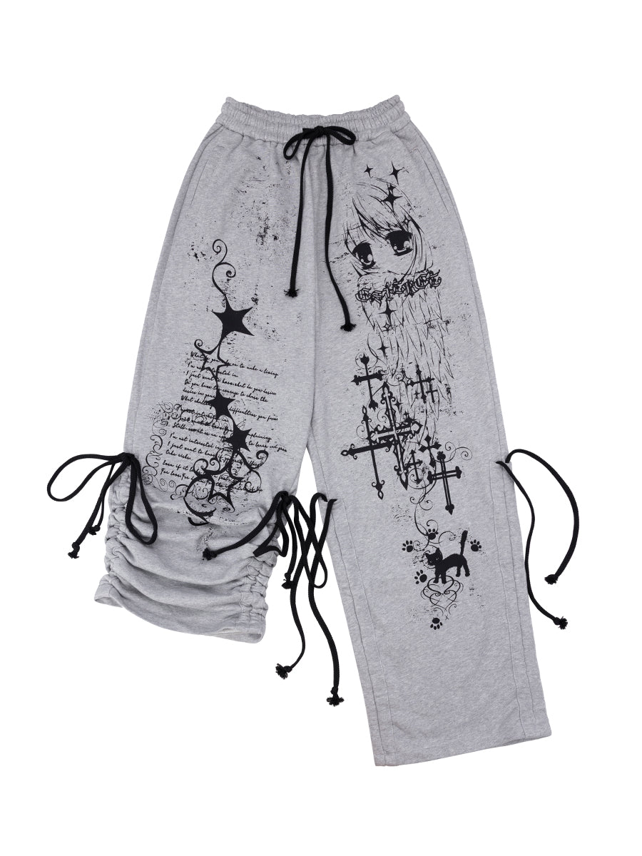 GRAFFITI DRAWSTRING SWEAT PANTS