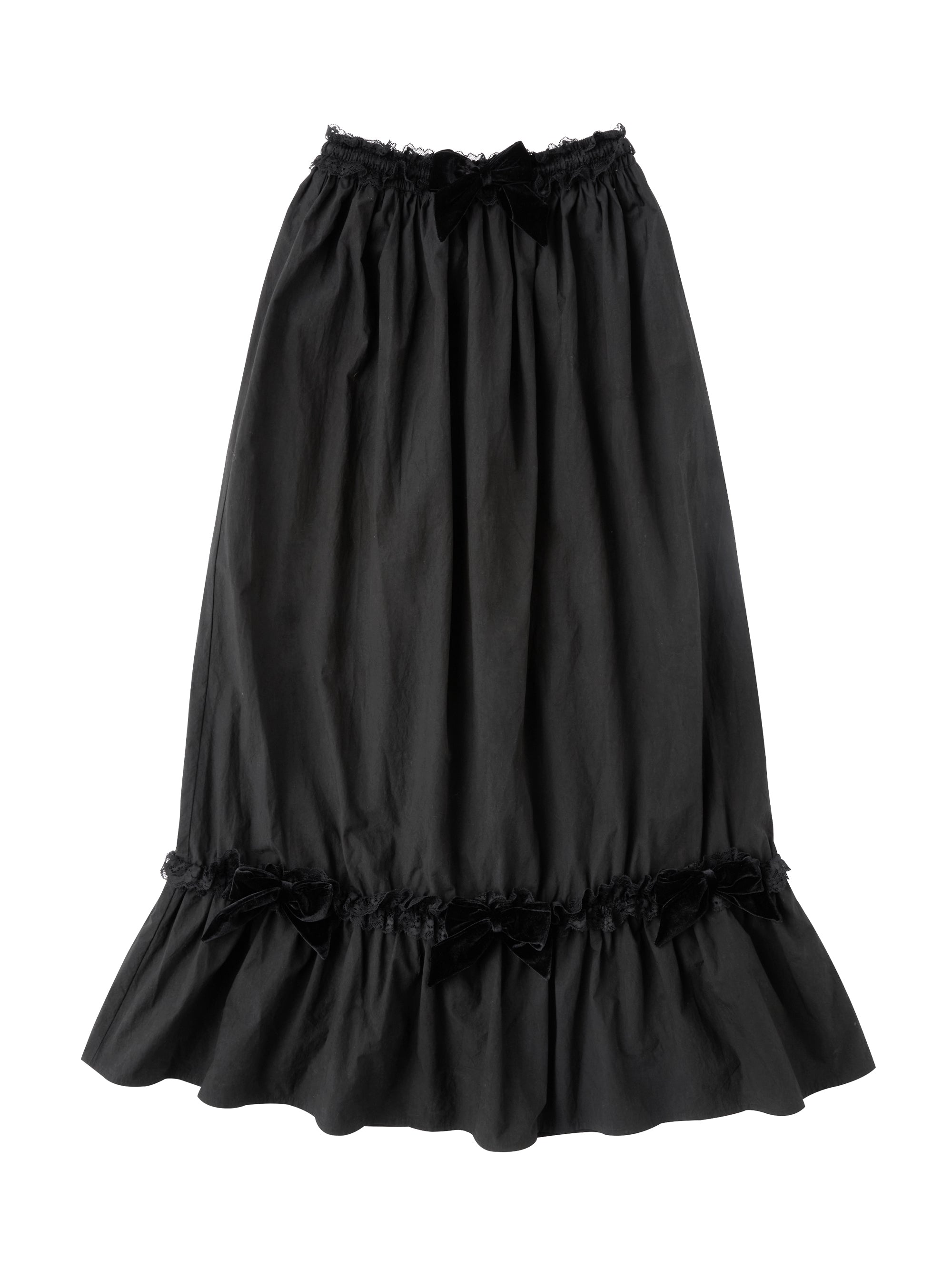 VELVET BOW MAXI SKIRT