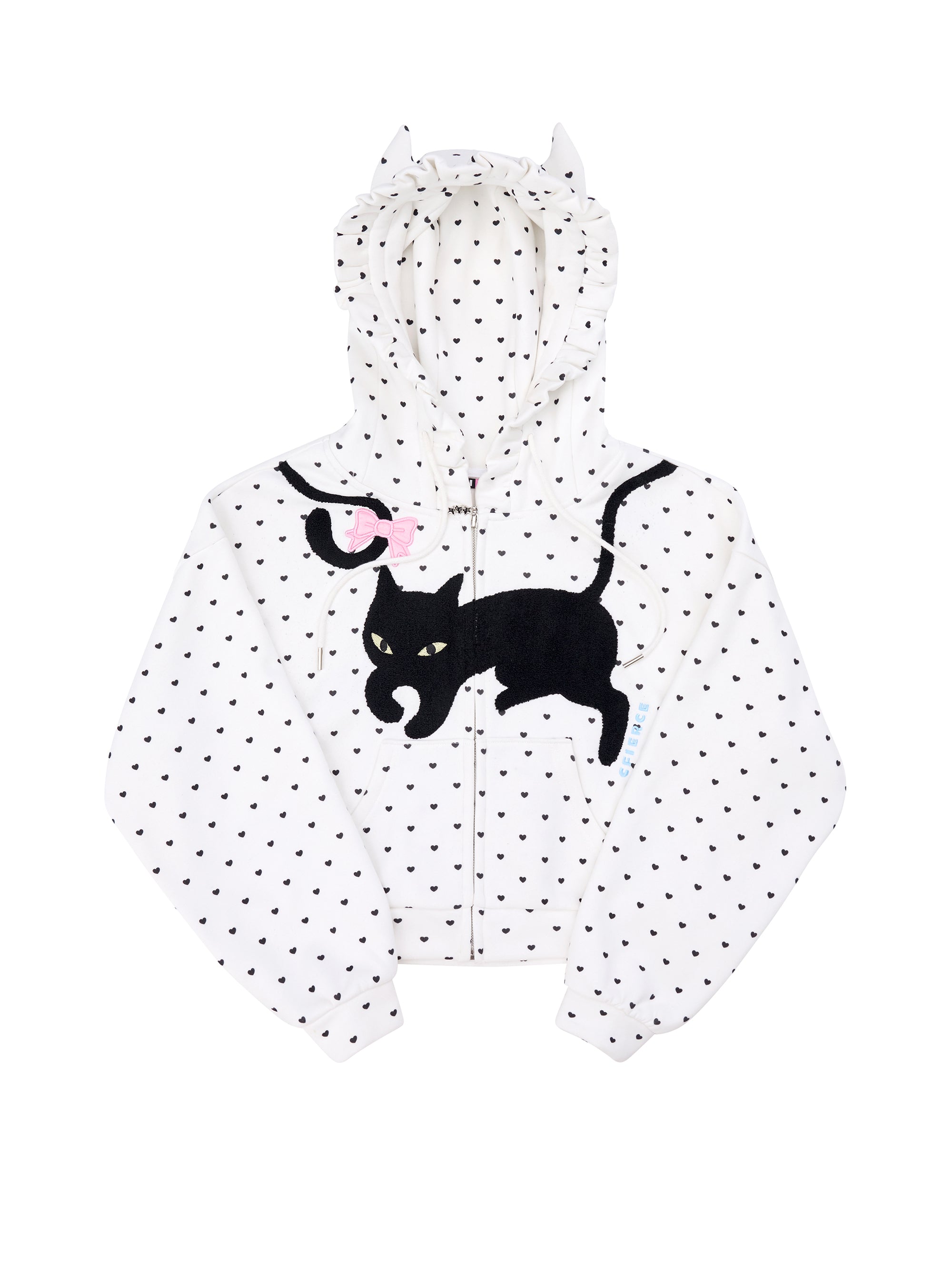CAT POLKA DOT ZIPUP HOODIE