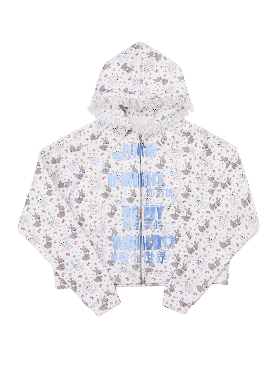 MY WHOLE WORLD’ ZIP-UP HOODIE