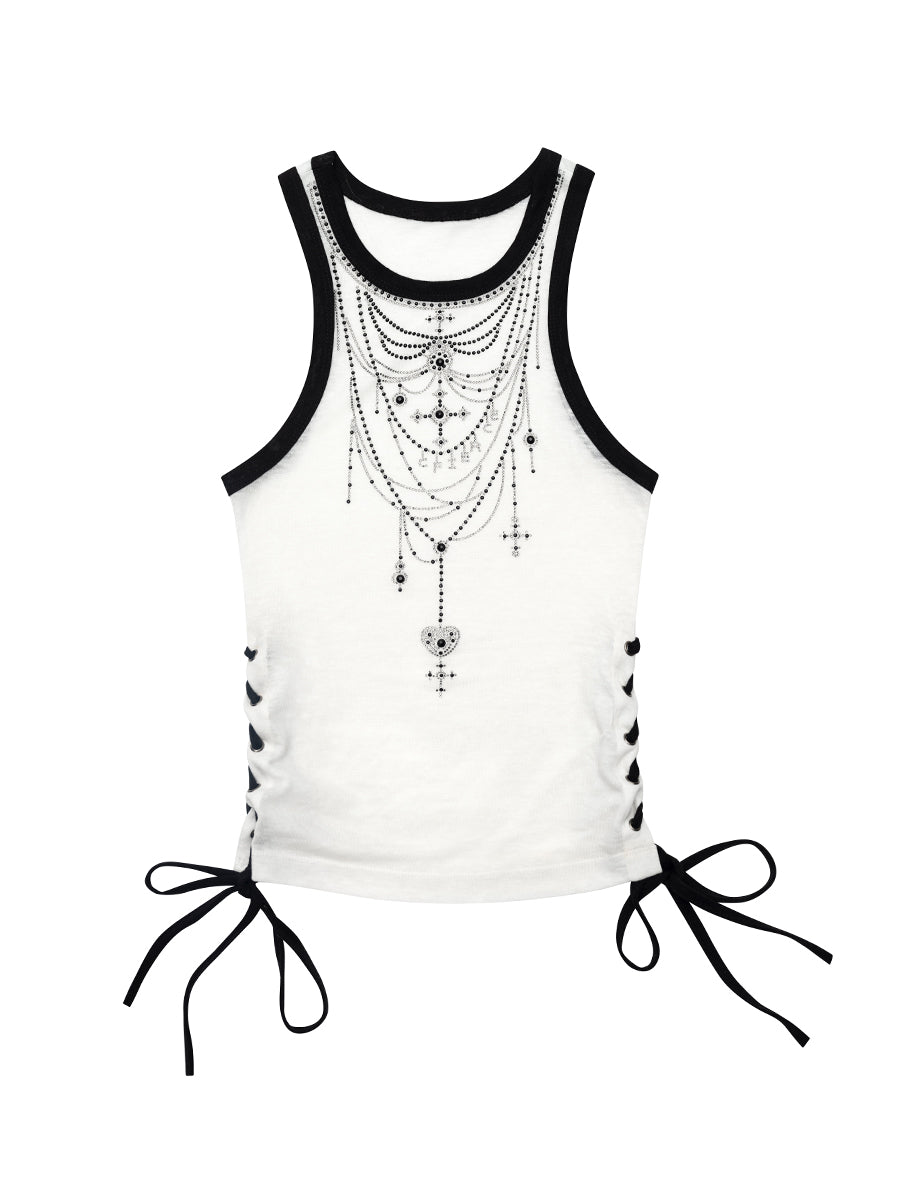 RHINESTONE NECKLACE TANK TOP