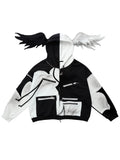 BLACK WHITE COLORBLOCK WING HOODIE