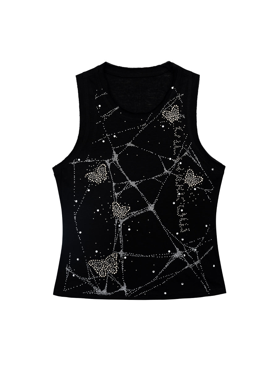 SPIDERWEBS RHINESTONE TANK TOP