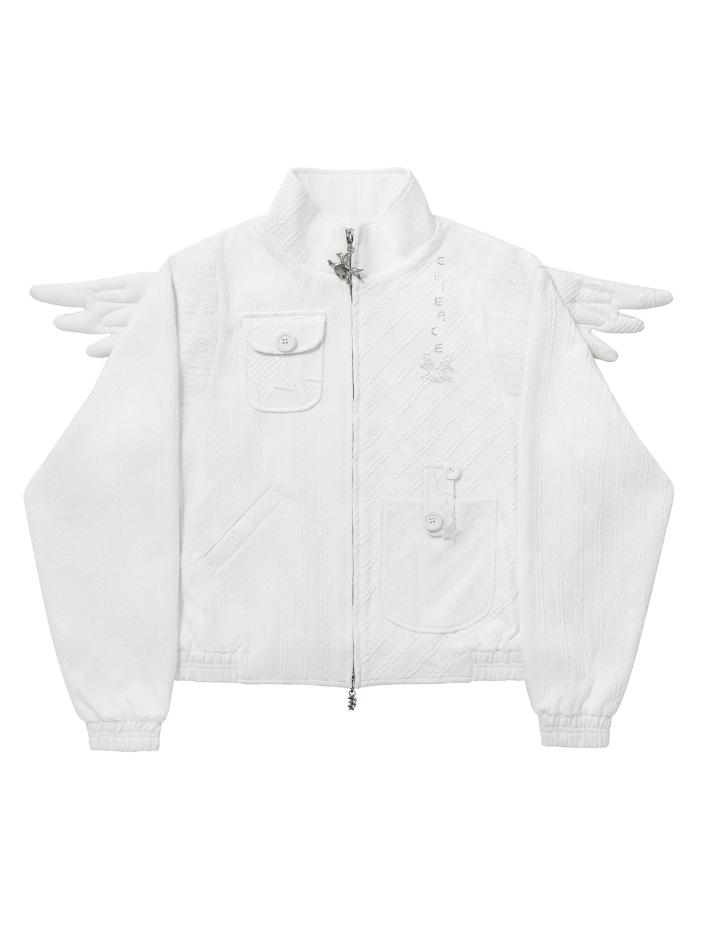 KNIT PANEL RHINESTONE WING JACKET