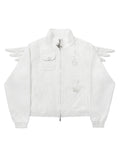 KNIT PANEL RHINESTONE WING JACKET