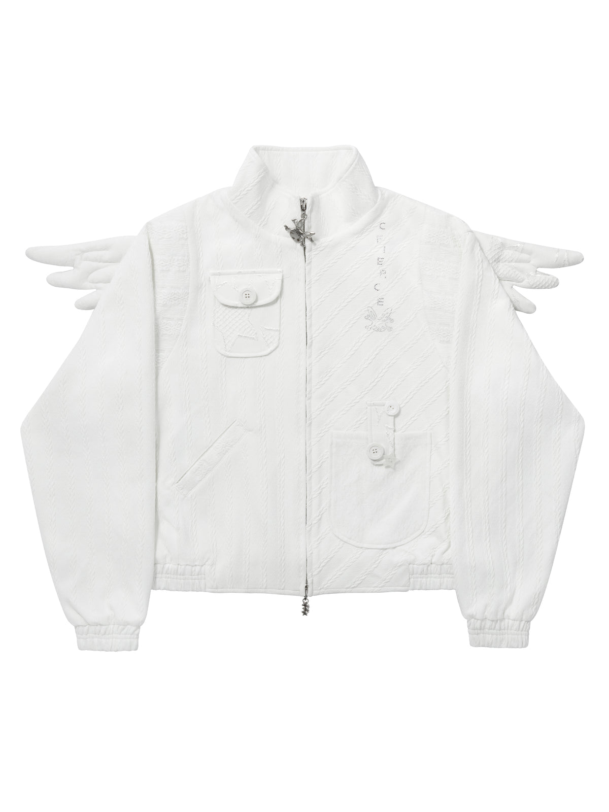 KNIT PANEL RHINESTONE WING JACKET