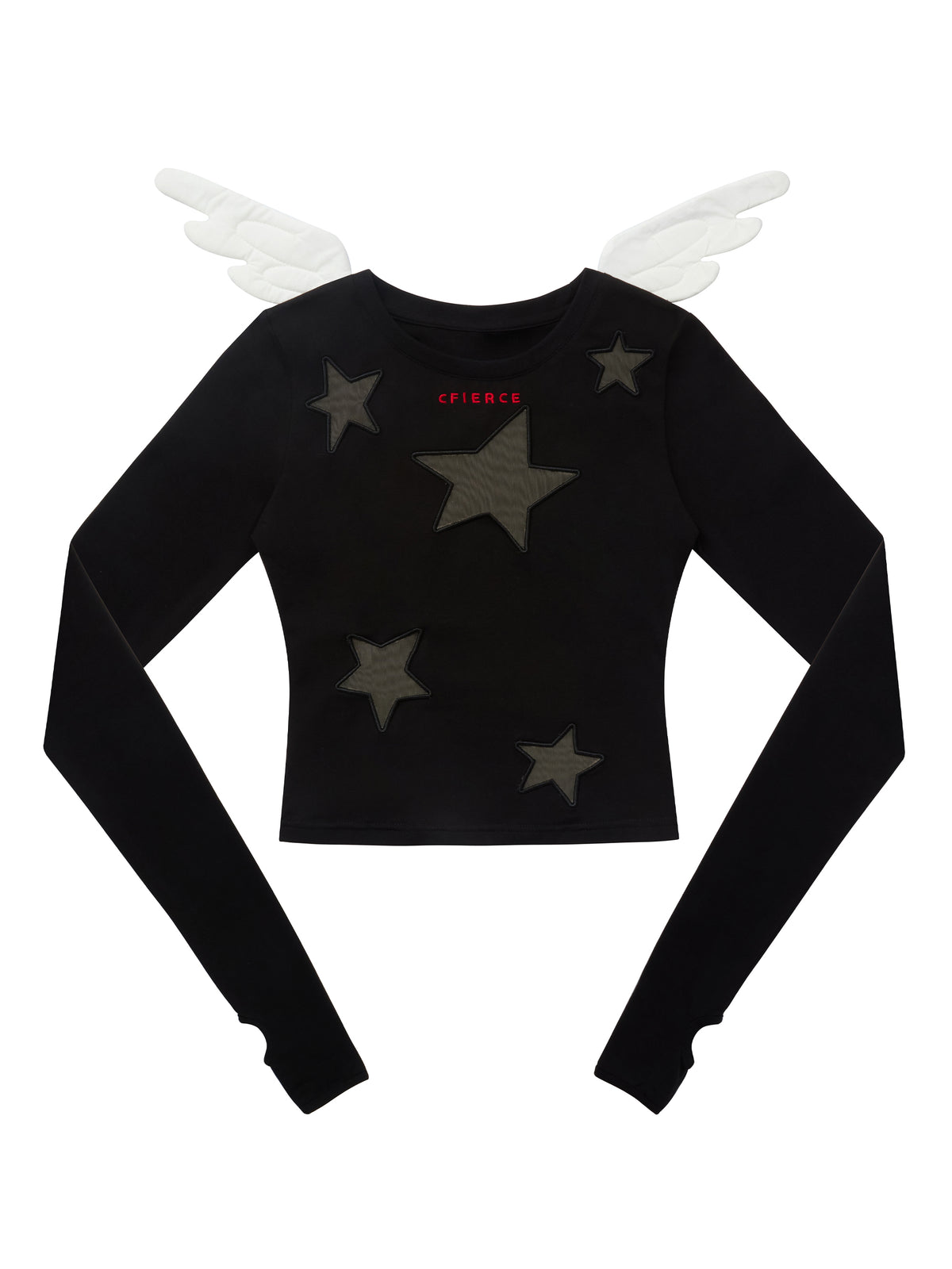 STAR MESH WING RUCHED TOP
