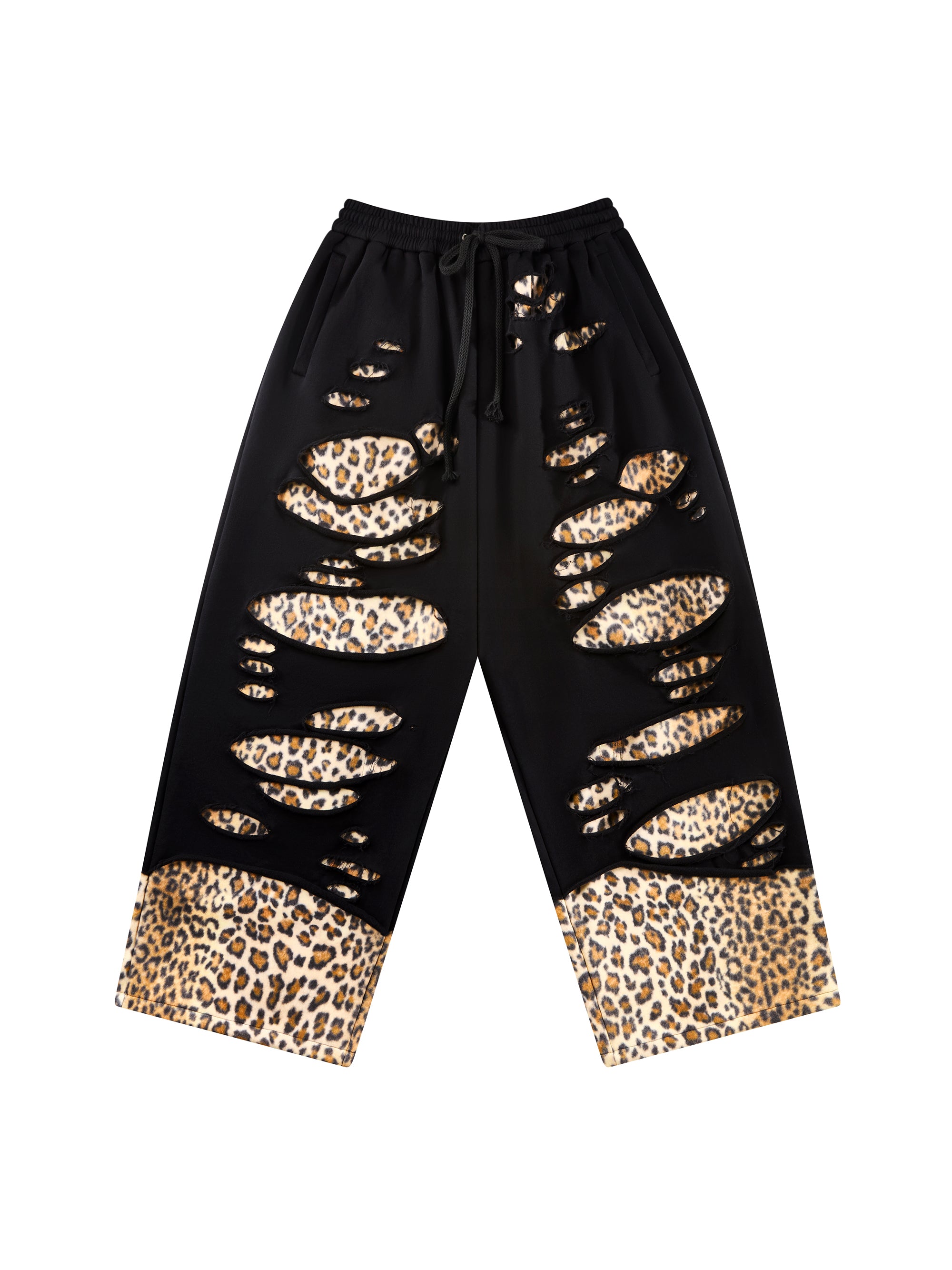 LEOPARD DESTROYED SWEAT PANTS