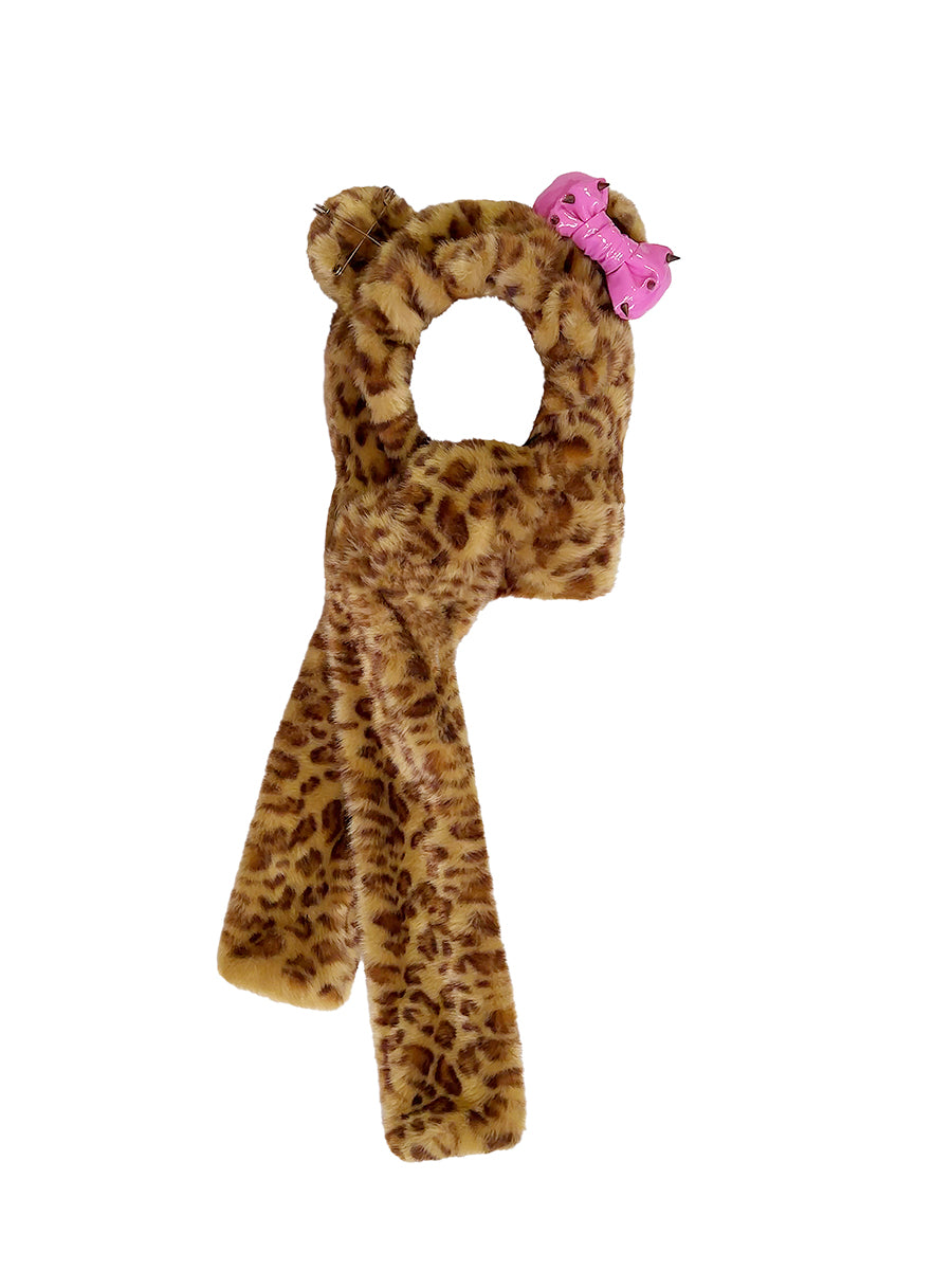 CUTIE LEOPARD HOODED SCARF