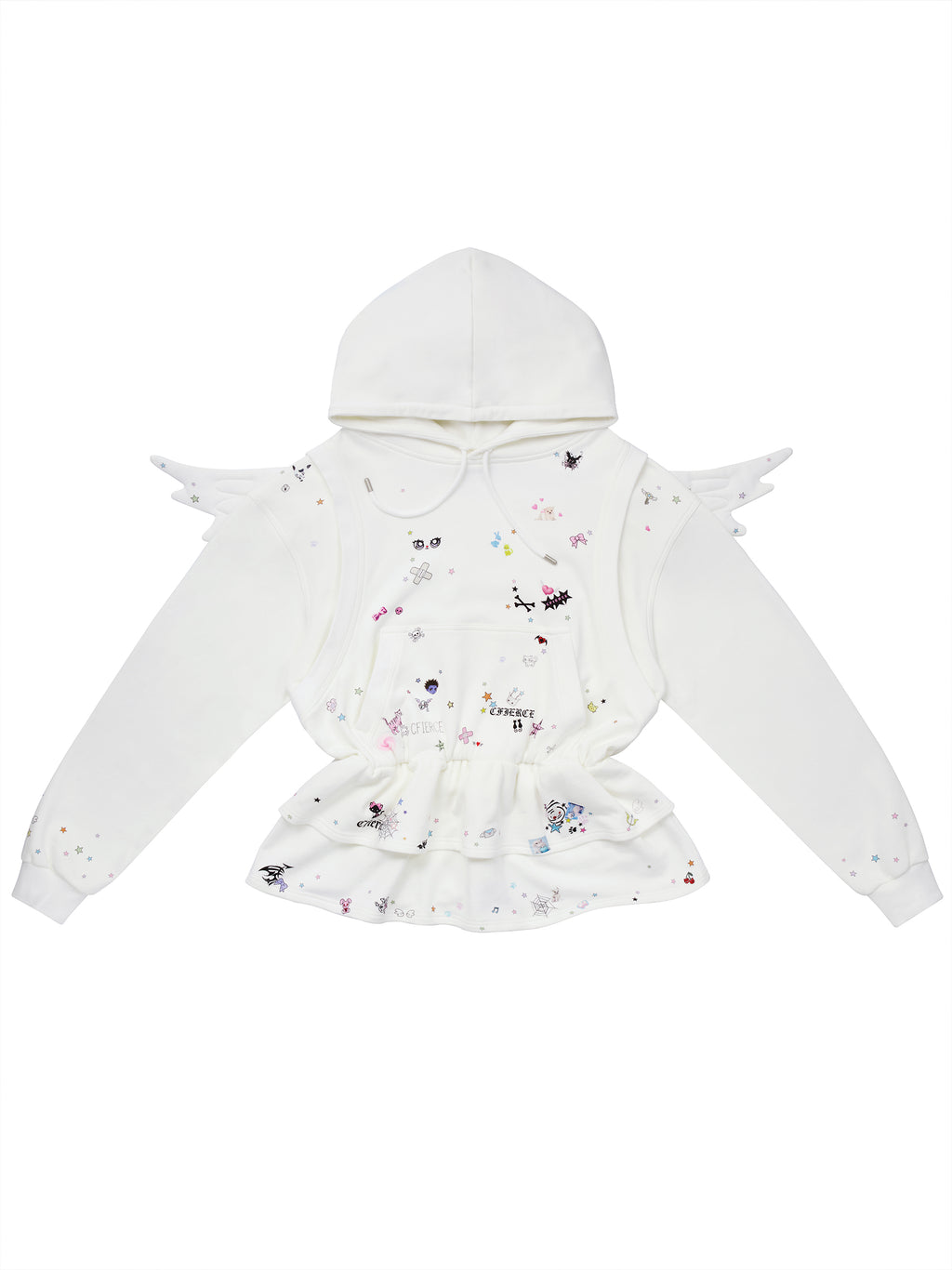 STICKER ANGEL WING HOODIE DRESS