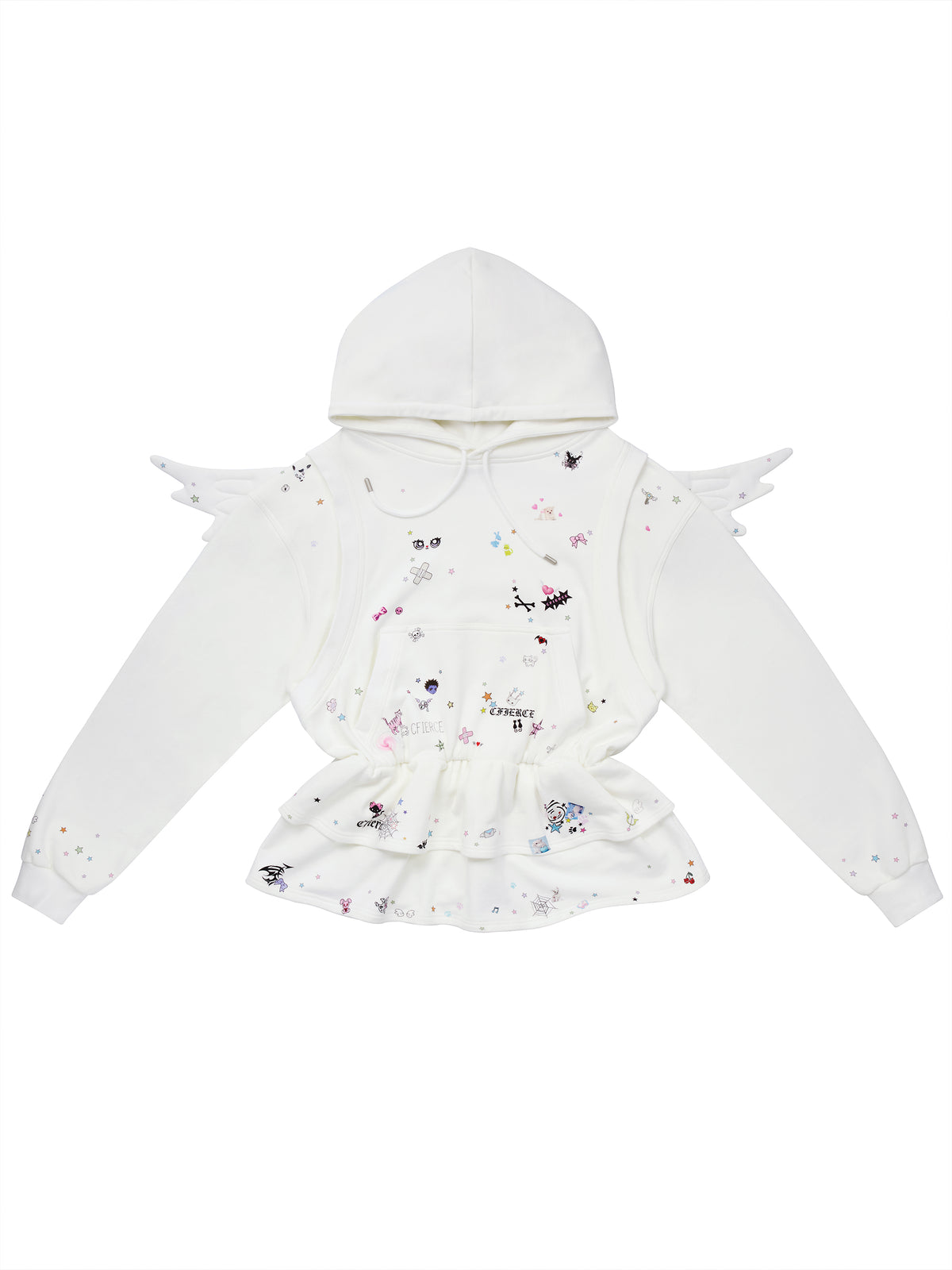 STICKER ANGEL WING HOODIE DRESS
