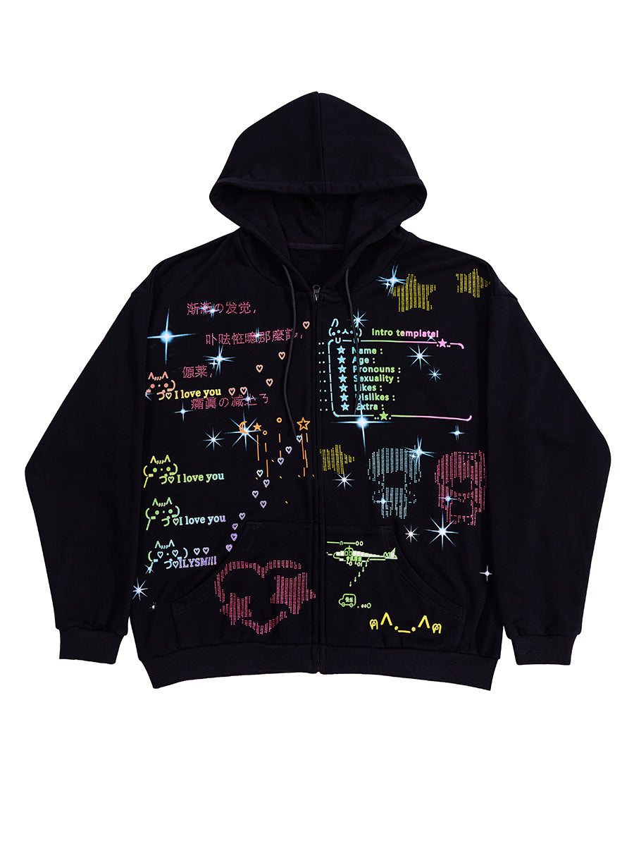 EMOTICON ZIP-UP HOODIE