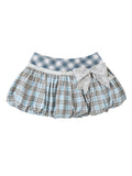 PLAID FLORAL BOW BUBBLE SKIRT