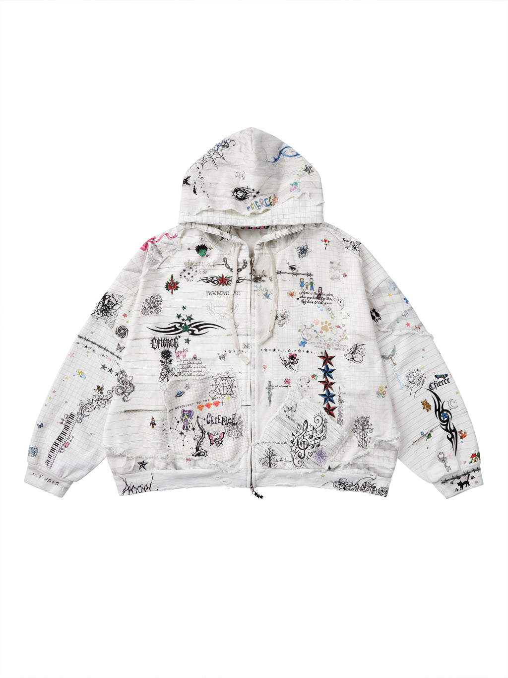 TORN SKETCH DISTRESSED HOODIE