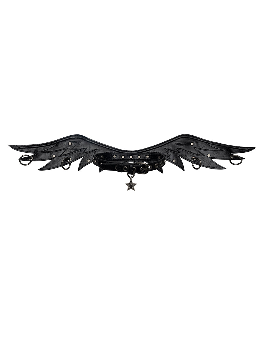 FAUX LEATHER ANGEL CHOKER