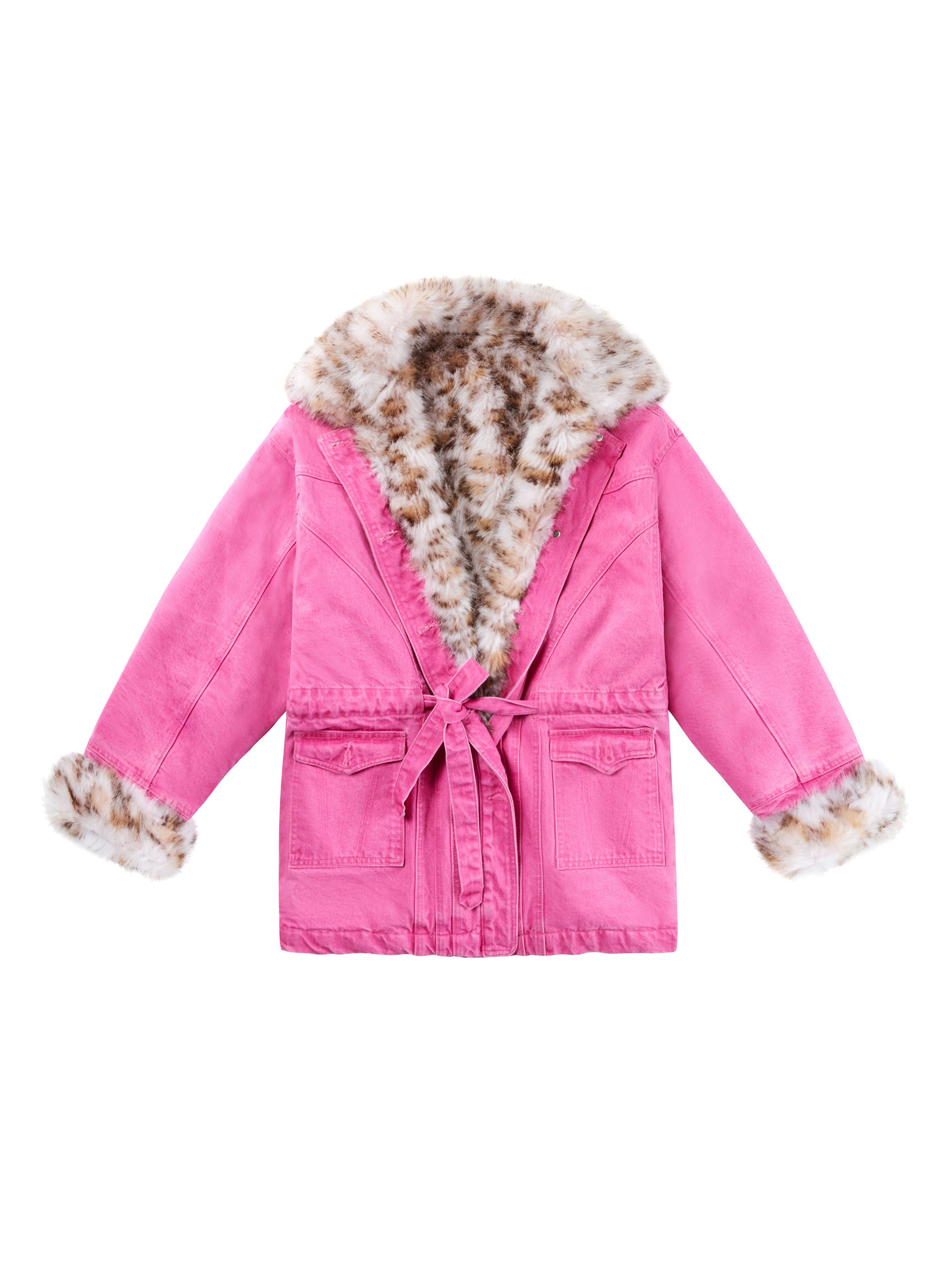 LEOPARD-FUR DENIM JACKET