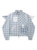 PLAID FLORAL RHINESTONE WING JACKET
