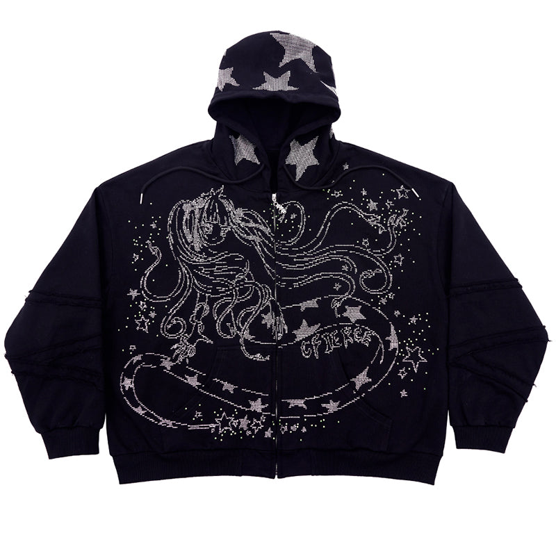 SNAKE GIRL ZIP UP HOODIE