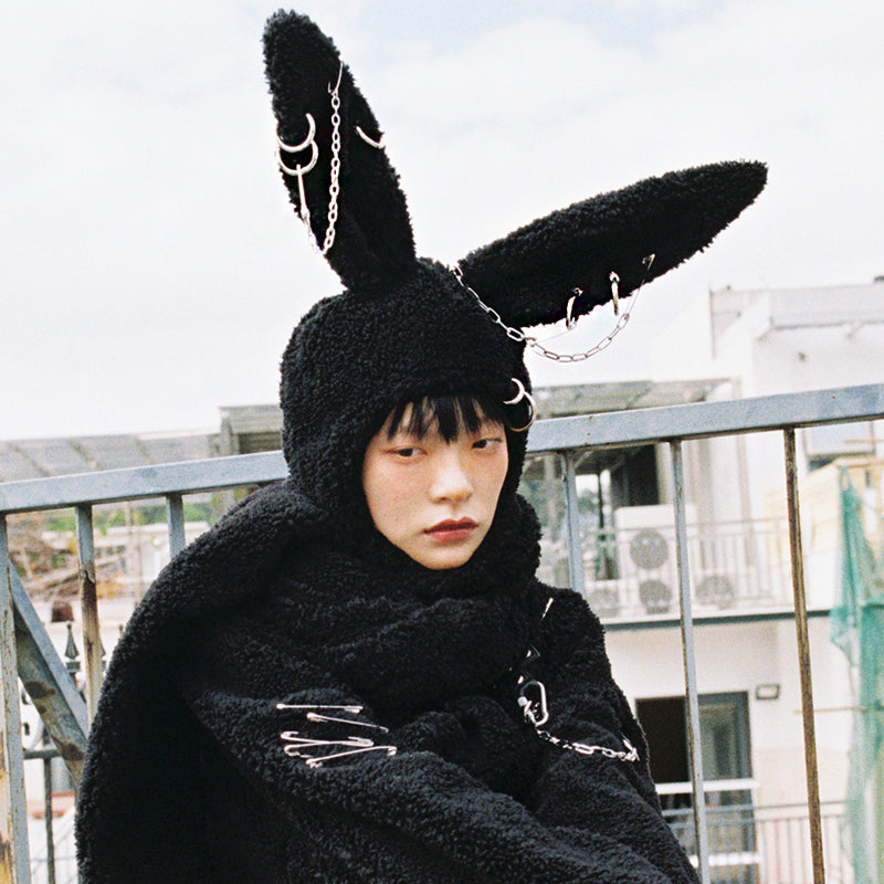 CFIERCE PUNK RABBIT HOODED SCARF