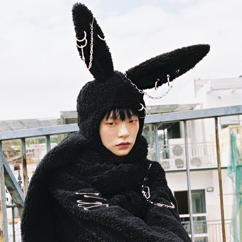 CFIERCE PUNK RABBIT HOODED SCARF