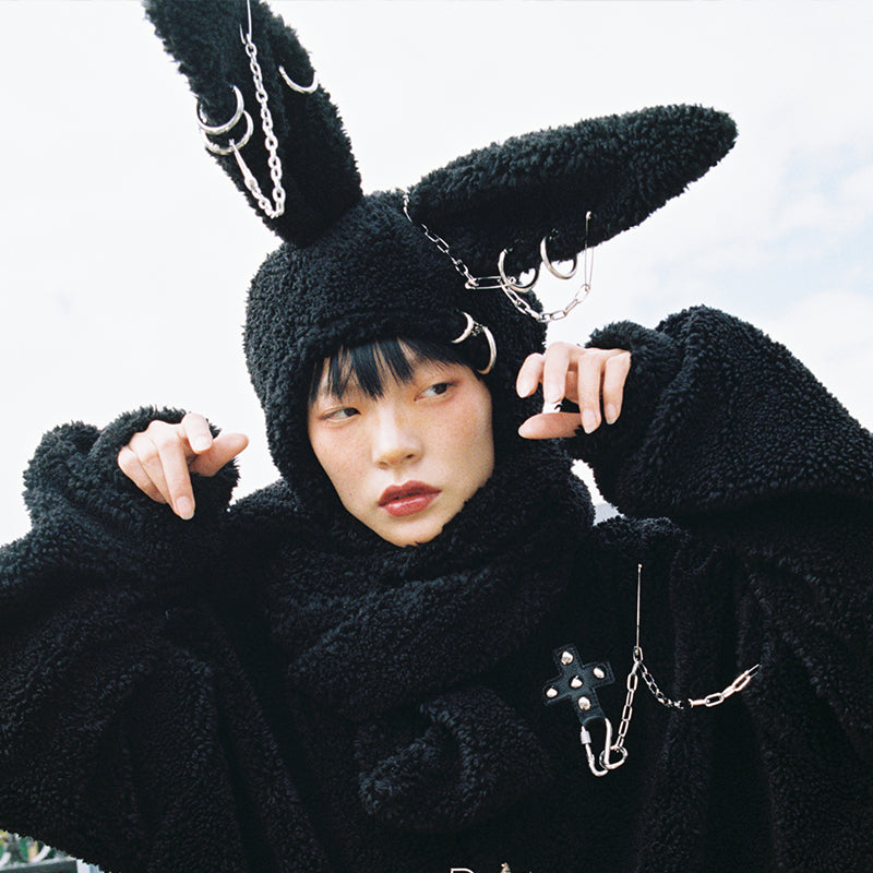 CFIERCE PUNK RABBIT HOODED SCARF