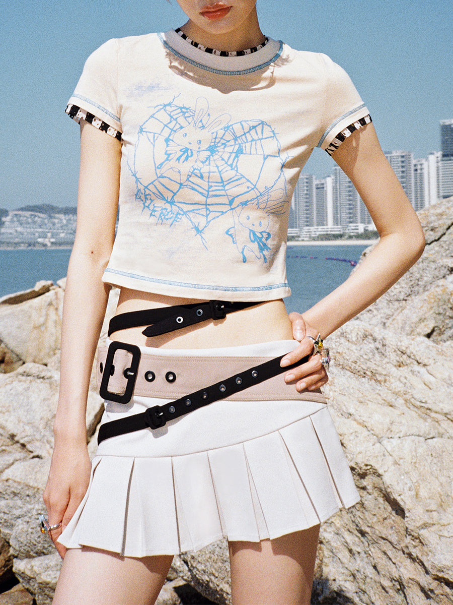 BEIGE PLEATED SKIRT
